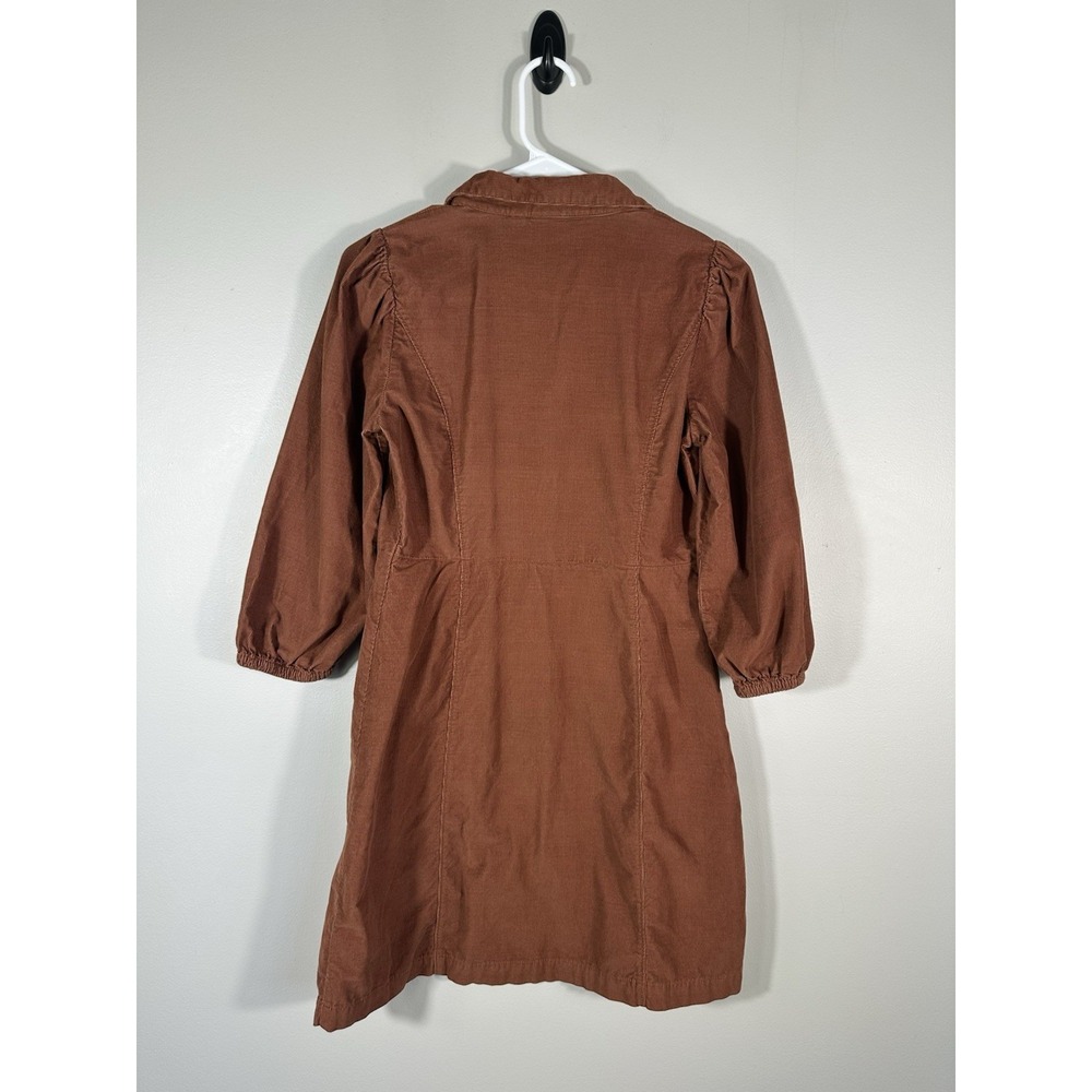 Gap Dress Womens XS Saddle Brown Corduroy Puff Sleeve Mini Button Front - Picture 2 of 9